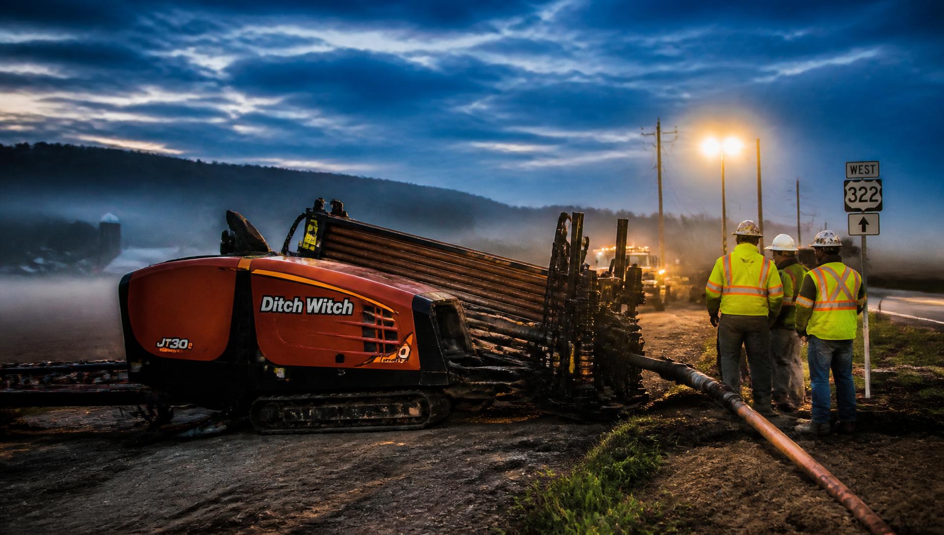 Horizontal directional drilling rig on site