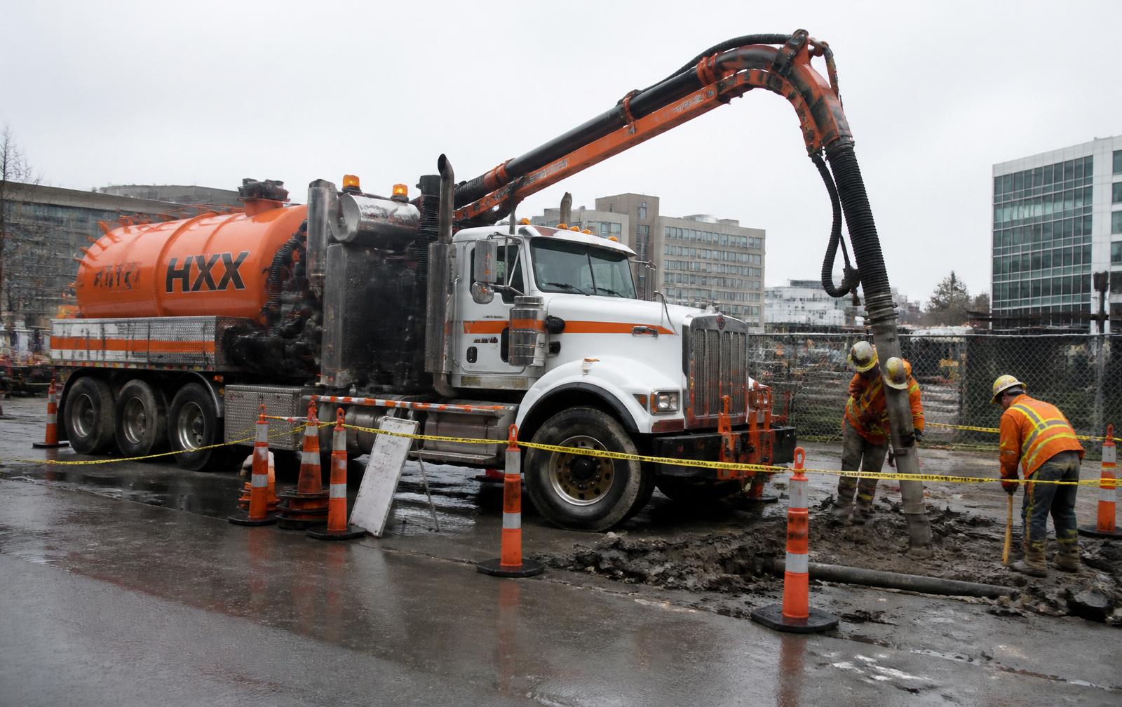 Hydrovac truck on site
